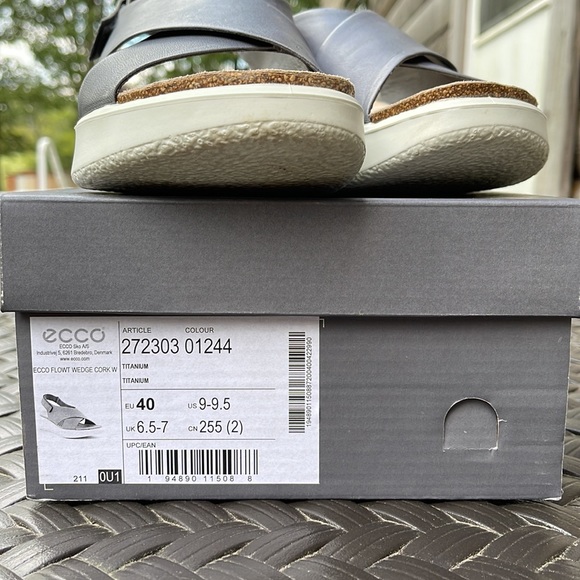 Ecco Gray Wedge Adjustable Sandal - Picture 10 of 10